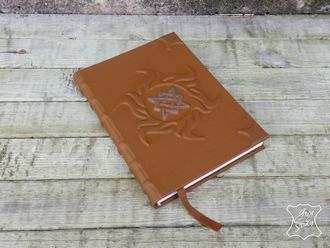 Кожаный ежедневник ручной работы на славянскую тематику, Звезда Руси, ежедневник с логотипом