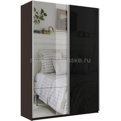 ЕН015 Шкаф-купе "Прайм" черное стекло/зеркало. Размер: 1200х2300х570.