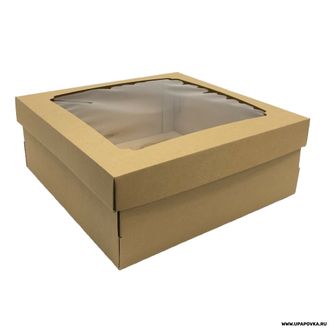 Коробка картонная с окном 30 х 30 х 12 см Бурый