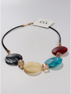 Колье "Пятак" бежевый