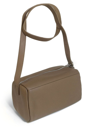 (АРТИКУЛ: 10062/1/2) СУМКА ЖЕНСКАЯ, НЕБОЛЬШАЯ, НАТУРАЛЬНАЯ КОЖА, ТЕМНО-БЕЖЕВАЯ, С ПЛЕЧЕВЫМ РЕМНЕМ