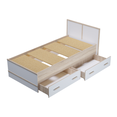 Сакура Кровать с ящиками 0,9м Дуб сонома/белый