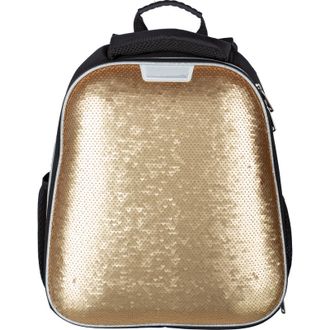 Школьный рюкзак №1School Sparkle Gold с ортопедической спинкой и двусторонними пайетками (золотой)