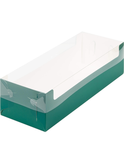 Коробка под рулет/полено с прозр. кр. (зеленая мат), 300*110*80мм
