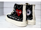 Кеды Converse Play Comme Des Garçons черные с сердечками