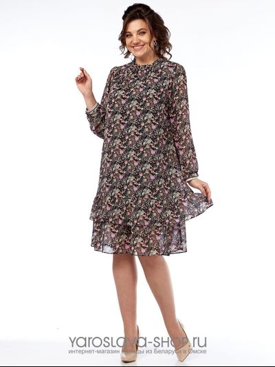 Шифоновое платье А-силуэта с цветочным принтом