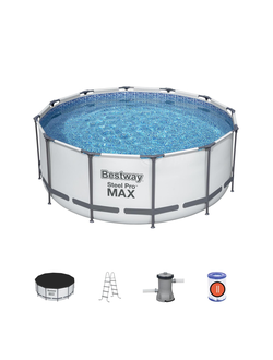 BestWay 56420 Каркасный бассейн 366х122 см, 10250л, фильтр-насос 2006л/ч, тент, лестница,