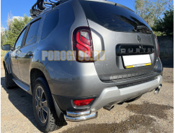 Защита заднего бампера угловая двойная d60/42 для Renault Duster (2015-...)