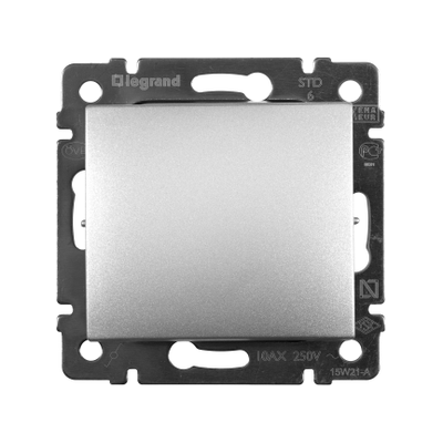 Legrand 770106, Valena Переключатель одноклавишный, алюминий, вид спереди