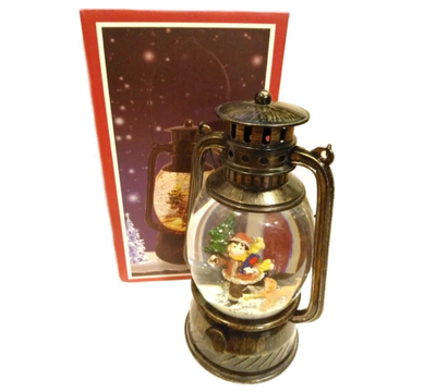 Новогодний фонарь с LED-подсветкой и поддувкой снега,  12*10*21 см (два вида)