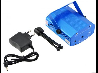 Лазерный проектор, стробоскоп, диско лазер UKC HJ06 6 в 1 c триногой Blue