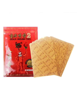 Пластырь корейский обезболивающий с женьшенем двойного действия Korean Gold Insam Two Greenon (20листов)