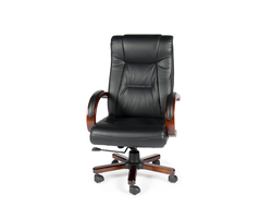 Кресло офисное Консул черная экокожа/дерево