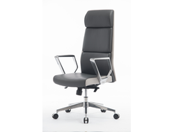 Кресло офисное Лондон ЛЮКС темно-серый/светло-серые вставки экокожа