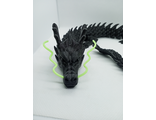 Гибкий  черный дракон со светящимися в темноте усами, 54 см