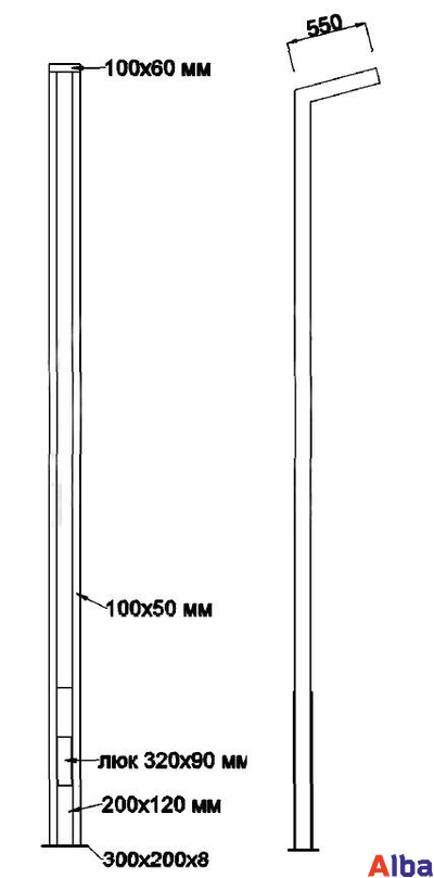 Садовый фонарь Vision одинарный 4 м