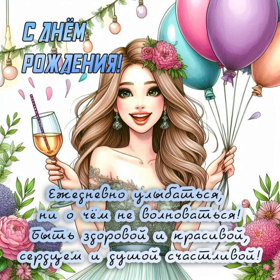 Открытка с днём рождения женщине