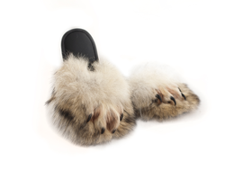 Мужские тапки из меха полярного волка с натуральным когтем