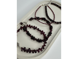 Браслеты из натурального граната. Разные виды