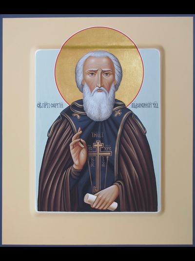 Сергий Радонежский, святой преподобный. Рукописная икона 22х28см.