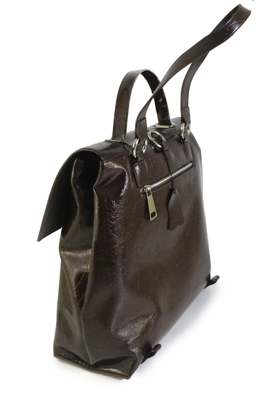 (АРТИКУЛ: 9746/23) ЖЕНСКИЙ РЮКЗАК, СРЕДНЕГО РАЗМЕРА, НАТУРАЛЬНАЯ КОЖА "МЯТЫЙ ЛАК", ТЕМНО-КОРИЧНЕВЫЙ