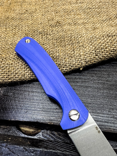 Фрикционный складной нож Микрос+ сталь VG-10, рукоять G10, цвет синий