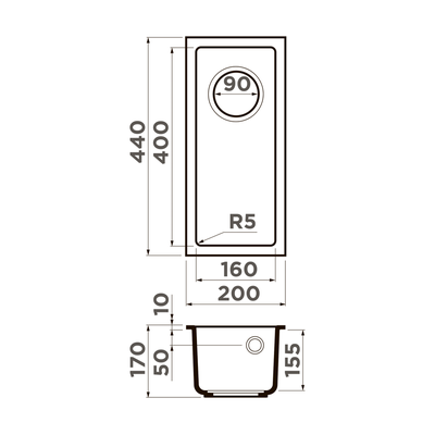 МОЙКА OMOIKIRI BOSEN 20-U-DC