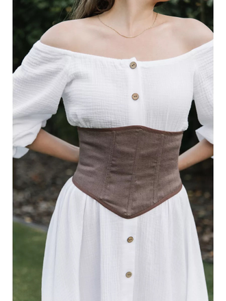 Вечерний корсет пояс на шнуровке коричневый