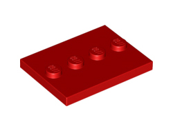 Tile, Modified 3 x 4 with 4 Studs in Center, Red (88646 / 6250570)