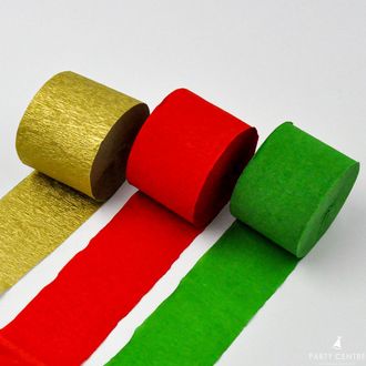 Ленты бумажные гофрированные золото, красный, зеленый