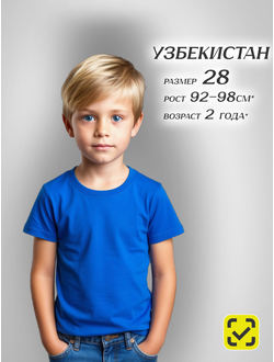 Д4. СИНИЙ 28 размер ХБ 100% Футболка детская
