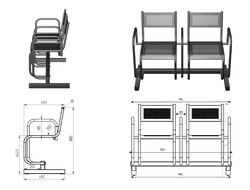 Секция стульев перфорированная двухместная  с подлокотниками СП2