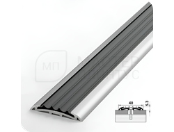 Порог противоскользящий Лука ПС 08-1.2700.01л Серебро матовое с серой ПВХ вставкой