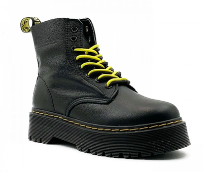 Dr. Martens Jadon Black с мехом (черные с желтым)