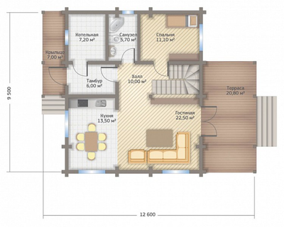 Дом из клееного бруса ПБ-22, 175 м2