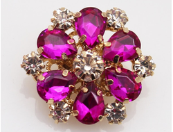 ПУГОВИЦЫ ДЕКОРАТИВНЫЕ СО СТРАЗАМИ, 25 мм. 50 шт. РК-00078. Цвет: Малиновый