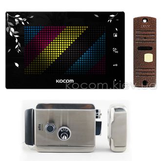 Комплект видеодомофона с замком Kocom KCV-A374LE + AVP-05 + Lock