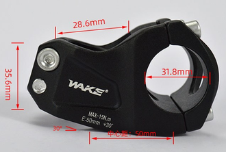 Вынос Wake WK39, 50х31.8 мм, 1-1/8”, алюм. сплав, черный