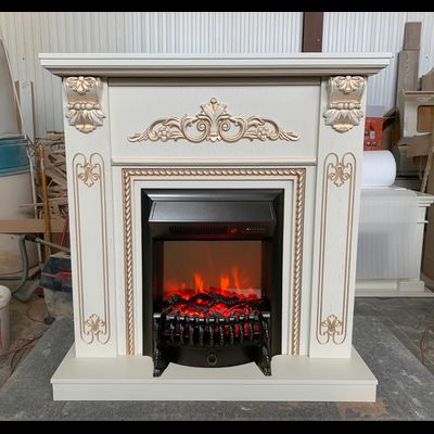 Угловой электрокамин Византия WTG патина с очагом Fobos