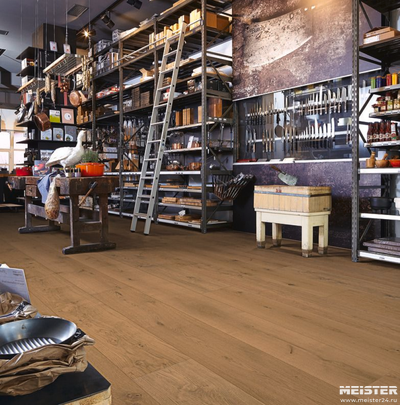 Паркетная доска Meister Дуб Лайвли Капучино 8747 в интерьере