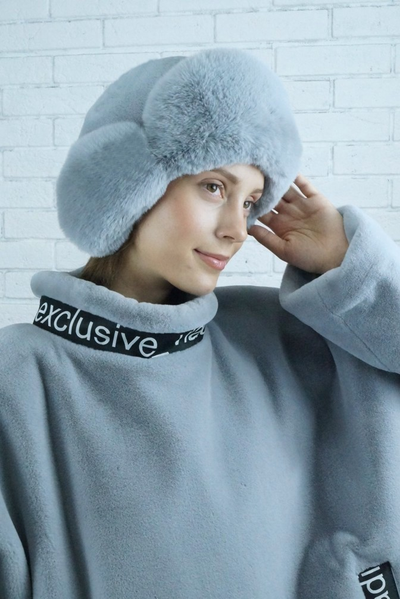 Ушанка "Нон-стоп" цвет серо-голубой + серо-голубой