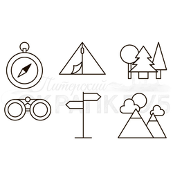 Штамп для скрапбукинга палатка, компас, бинокль