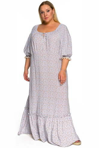 Платье с резинкой по вырезу 2231902 розочки на голубом