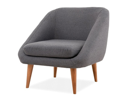 Кресло Семеон в ткани Орион айс тип рогожка, цвет массива - орех, размер 750х800х800 (сидение: 440)