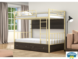 Двухъярусная кровать Валенсия 120 Слоновая кость ящики полка венге