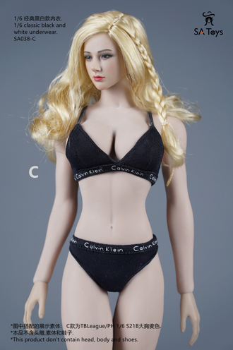 Комплект женского спортивного белья (черный) - 1/6 Female classic underwear (SA038C) - SA Toys
