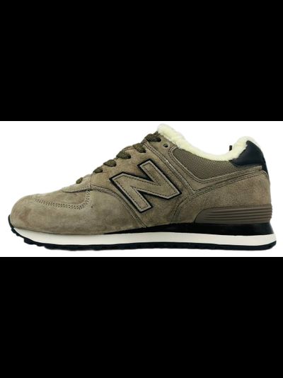 New Balance 574 Olive With Fur с мехом