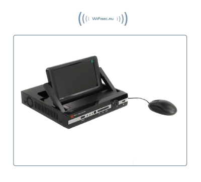 Гибридный 16 канальный (IP) или 8 канальный (аналог) видеорегистратор с монитором 7", отсек для одного HDD до 6 Тб.