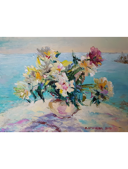 Картина пионы у моря Круглова Ирина