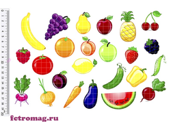 Фетр с рисунком "Ягоды, фрукты овощи" №2